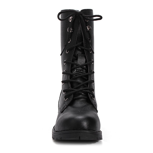 Frais de punk chevalier noir à lacets bottes courtes des femmes 